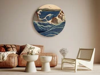 Obraz okrągły - Drzeworyt japoński Utagawa Hiroshige - wielka niebieska fala - obrazek 2