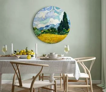 Obraz okrągły - Pole pszenicy z cyprysami (Vincent van Gogh) - obrazek 2