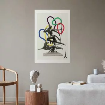 Plakat - Grafika kolaż - kobieta strzelająca z łuku - obrazek 2