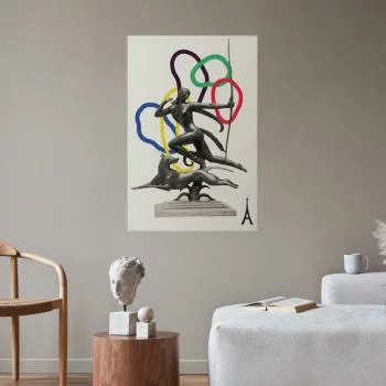 Plakat - Grafika kolaż - kobieta strzelająca z łuku - obrazek 2
