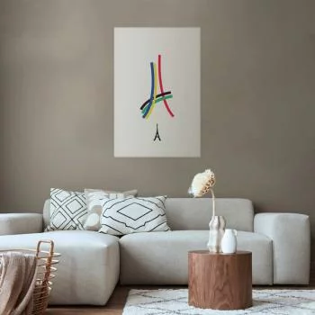 Plakat - Wieża Eiffla - grafika kolorowa - abstrakcja - obrazek 2