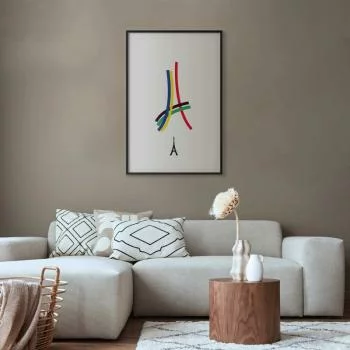 Plakat - Wieża Eiffla - grafika kolorowa - abstrakcja - obrazek 2