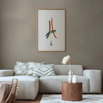 Plakat - Wieża Eiffla - grafika kolorowa - abstrakcja - obrazek 2