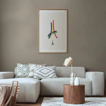 Plakat - Wieża Eiffla - grafika kolorowa - abstrakcja - obrazek 2