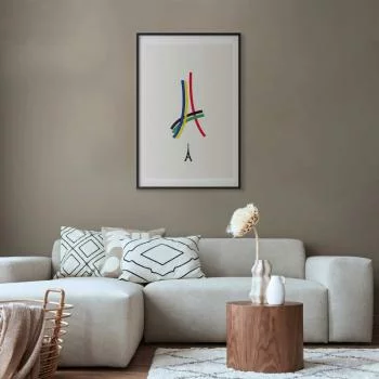 Plakat - Wieża Eiffla - grafika kolorowa - abstrakcja - obrazek 2