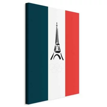 Obraz - Flaga Francji z graficzną wieżą Eiffla