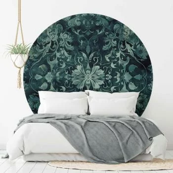 Fototapeta okrągła - Wzór orientalny dywanowy: szmaragdowe ornamenty i przetarte wzory - obrazek 5