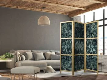 Parawan japoński - Wzór orientalny dywanowy - szmaragdowe ornamenty i przetarte wzory - obrazek 5