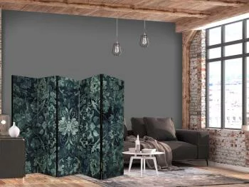 Parawan - Wzór orientalny dywanowy - szmaragdowe ornamenty i przetarte wzory - obrazek 2