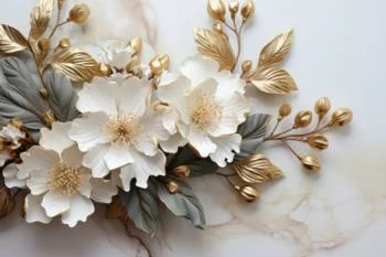 Fototapeta 3D - marmur z kwiatami