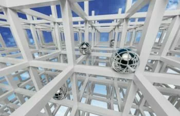Fototapeta 3D - stalowe kule na konstrukcji