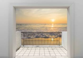 Fototapeta 3D - widok na morze z balkonu - obrazek 2