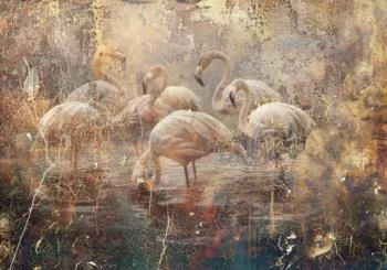 Fototapeta - Spokojna Oaza Flamingów - obrazek 2