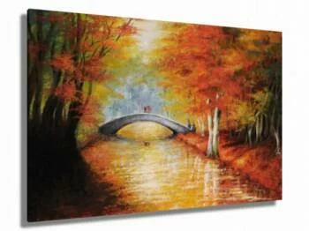Obraz ręcznie malowany - mostek w parku