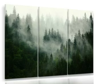 Duży obraz do salonu - zamglony las - obrazek 2