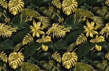 Fototapeta - złoto zielone liście