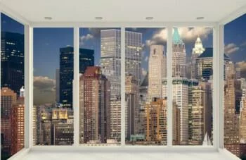 Fototapeta 3D miasto za szkłem - obrazek 2