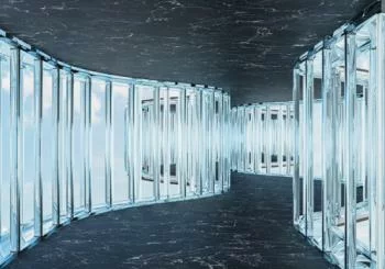 Fototapeta 3D - skręcający korytarz