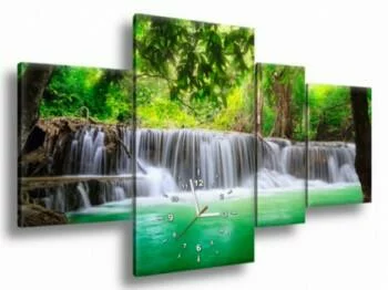 Obraz z zegarem - wodospad w Tajlandii