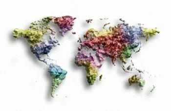 Fototapeta 3D - Mapa Świata w kolorach tęczy