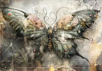 Fototapeta - Artystyczny Motyl w Stylu Vintage - obrazek 2