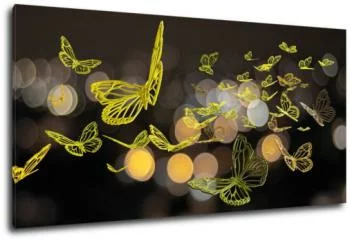 Duży obraz 200x100 cm - złote motyle w świetle nocy - obrazek 2