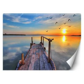 Fototapeta, Drewniany pomost i zachód słońca - obrazek 2