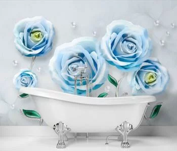 Fototapeta, Niebieskie róże 3D