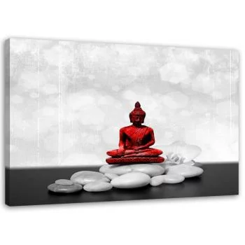 Obraz na płótnie, Czerwony Budda na kamieniach - obrazek 2