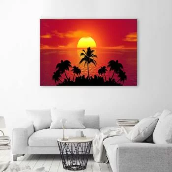 Obraz na płótnie, Zachód słońca i palmy