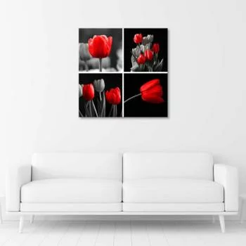 Obraz na płótnie, Zestaw czerwonych tulipanów