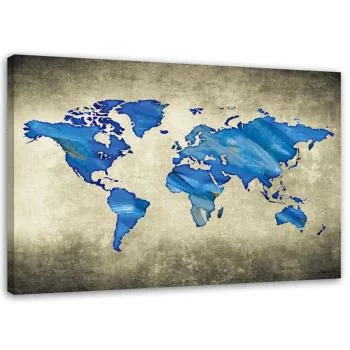 Obraz na płótnie, Niebieska mapa świata - obrazek 2
