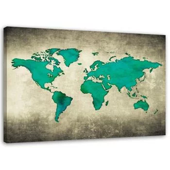 Obraz na płótnie, Zielona mapa świata - obrazek 2