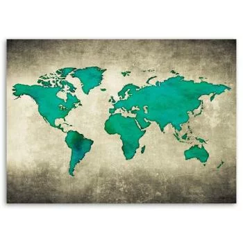 Obraz na płótnie, Zielona mapa świata - obrazek 3