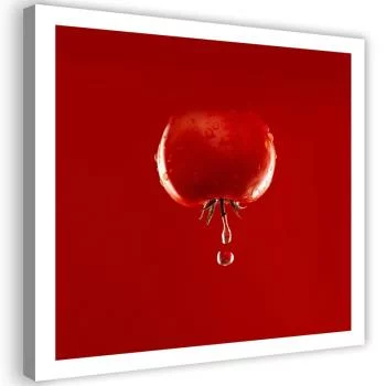 Obraz na płótnie, Pomidor i krople wody - kolor - obrazek 2