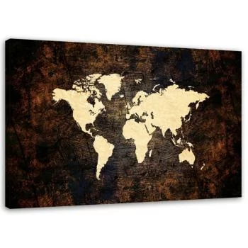 Obraz na płótnie, Brązowa mapa świata - obrazek 2