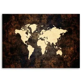 Obraz na płótnie, Brązowa mapa świata - obrazek 3