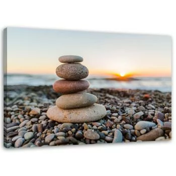 Obraz na płótnie, Kamienie zen na plaży - obrazek 2