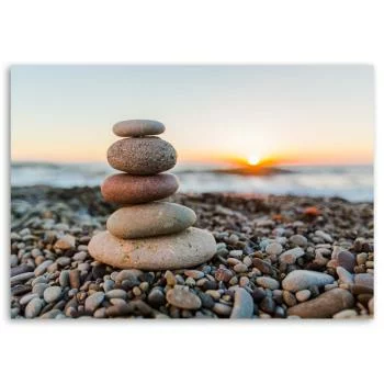 Obraz na płótnie, Kamienie zen na plaży - obrazek 3
