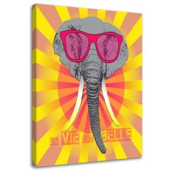 Obraz na płótnie, Słoń w okularach - obrazek 2