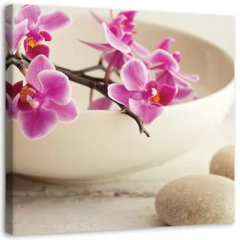 Obraz na płótnie, Różowe orchidee w naczyniu - obrazek 2