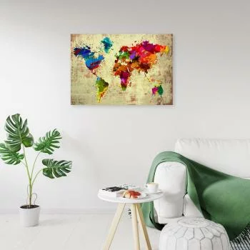 Obraz na płótnie, Mapa świata w kolorze