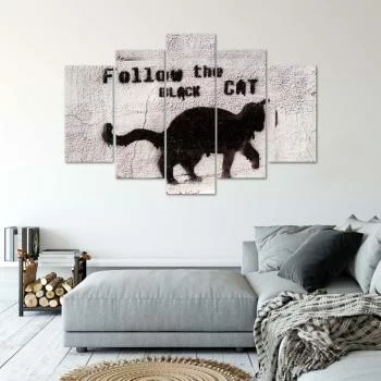 Obraz pięcioczęściowy na płótnie, Black cat