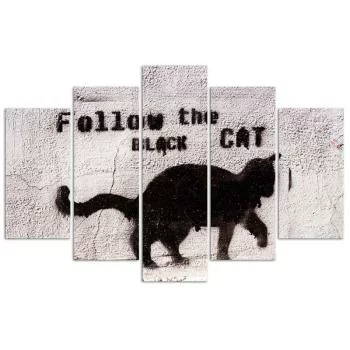 Obraz pięcioczęściowy na płótnie, Black cat - obrazek 3