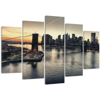 Obraz pięcioczęściowy na płótnie, Brooklyn Bridge w Nowym Jorku - obrazek 2