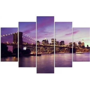 Obraz pięcioczęściowy na płótnie, Manhattan o zachodzie słońca - obrazek 3