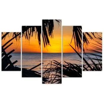 Obraz pięcioczęściowy na płótnie, Morze o zachodzie słońca - obrazek 3