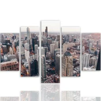 Obraz pięcioczęściowy na płótnie, Wieżowce w Chicago - obrazek 3