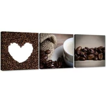 Obraz trzyczęściowy na płótnie, Ziarna aromatycznej kawy - obrazek 2