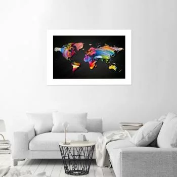 Plakat, Mapa świata w różnych kolorach